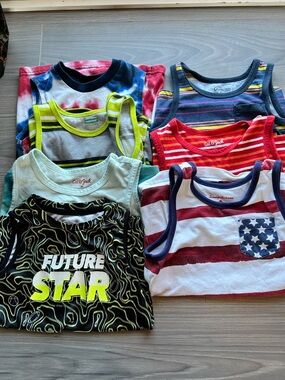 Cat & Jack and OshKosh Boys' Mixed Tank Top Pack - Multicolor Stripes & Graphic